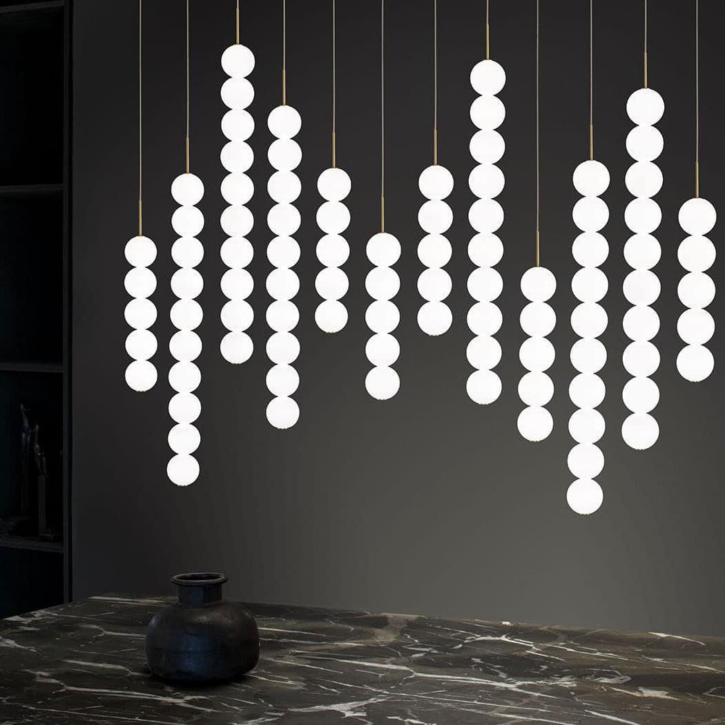 Modern Abacus Glass Globe Pendant Light Modular LED Vertical Hanging Lamp in Gold