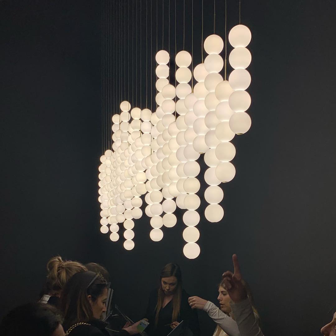 Modern Abacus Glass Globe Pendant Light Modular LED Vertical Hanging Lamp in Gold