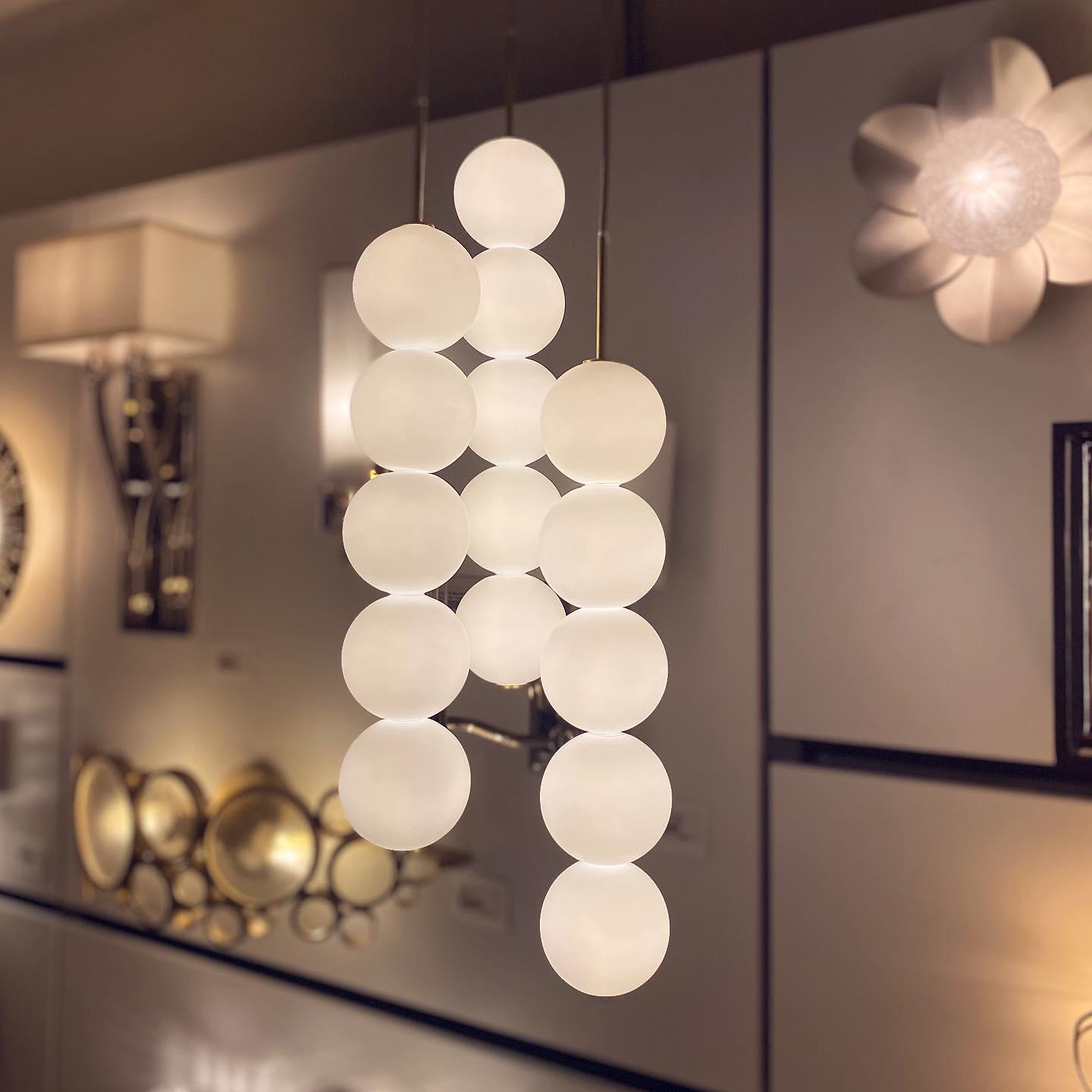 Modern Abacus Glass Globe Pendant Light Modular LED Vertical Hanging Lamp in Gold