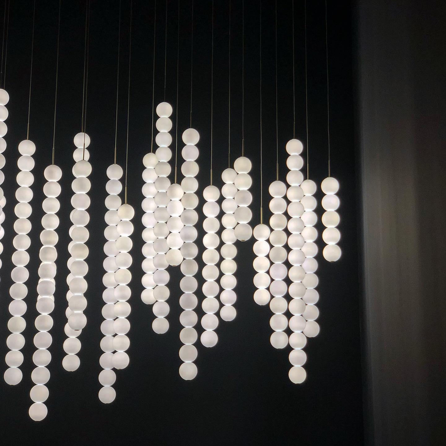 Modern Abacus Glass Globe Pendant Light Modular LED Vertical Hanging Lamp in Gold