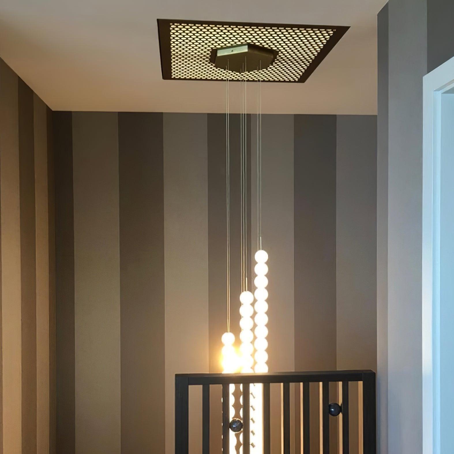 Modern Abacus Glass Globe Pendant Light Modular LED Vertical Hanging Lamp in Gold