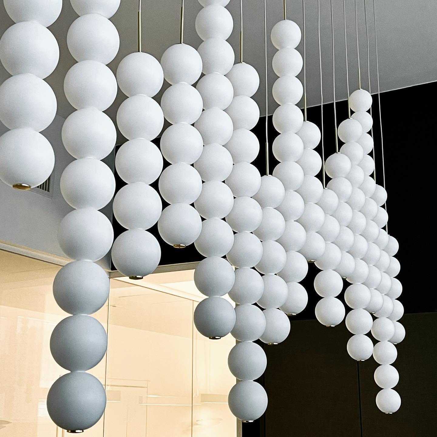 Modern Abacus Glass Globe Pendant Light Modular LED Vertical Hanging Lamp in Gold