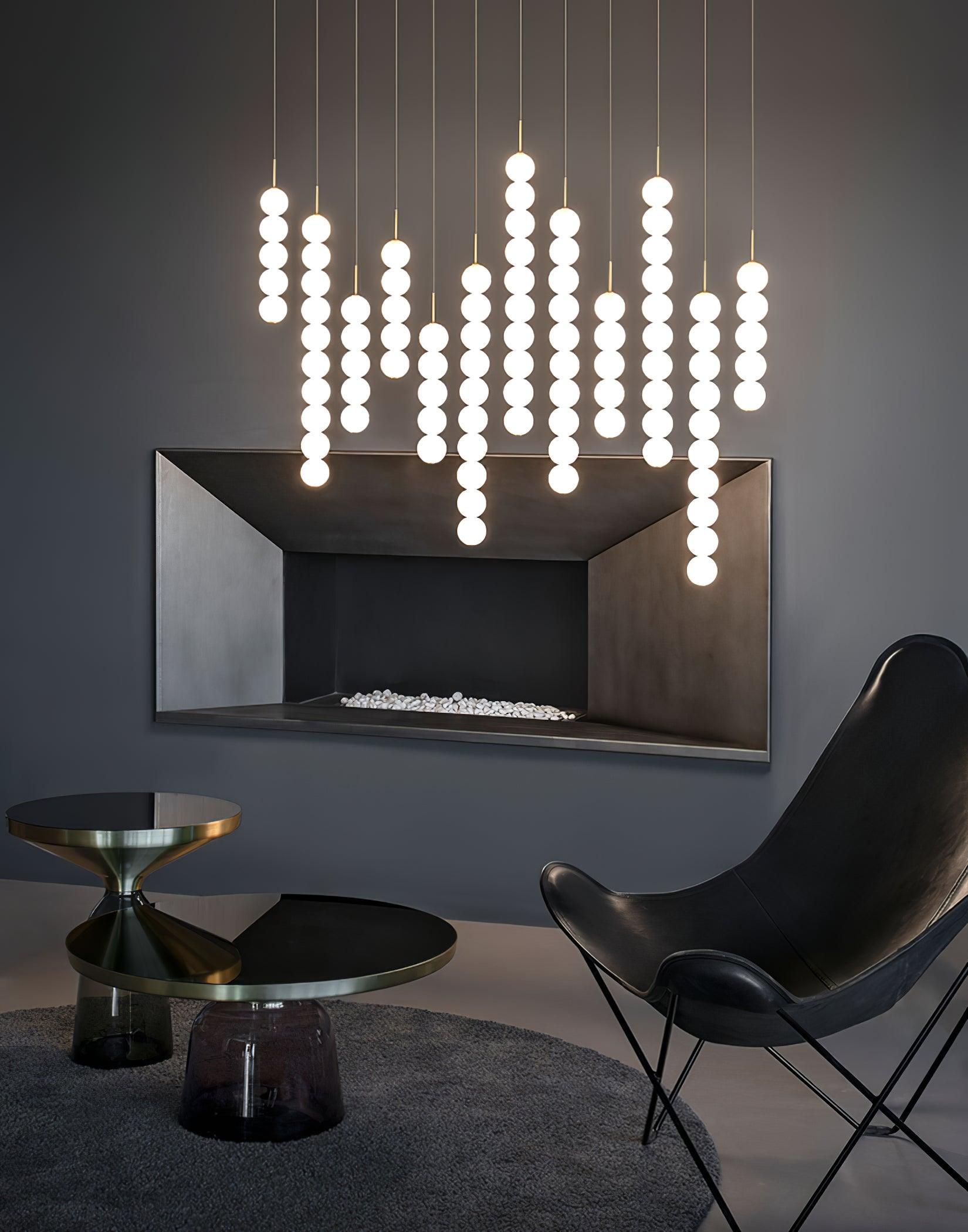 Modern Abacus Glass Globe Pendant Light Modular LED Vertical Hanging Lamp in Gold