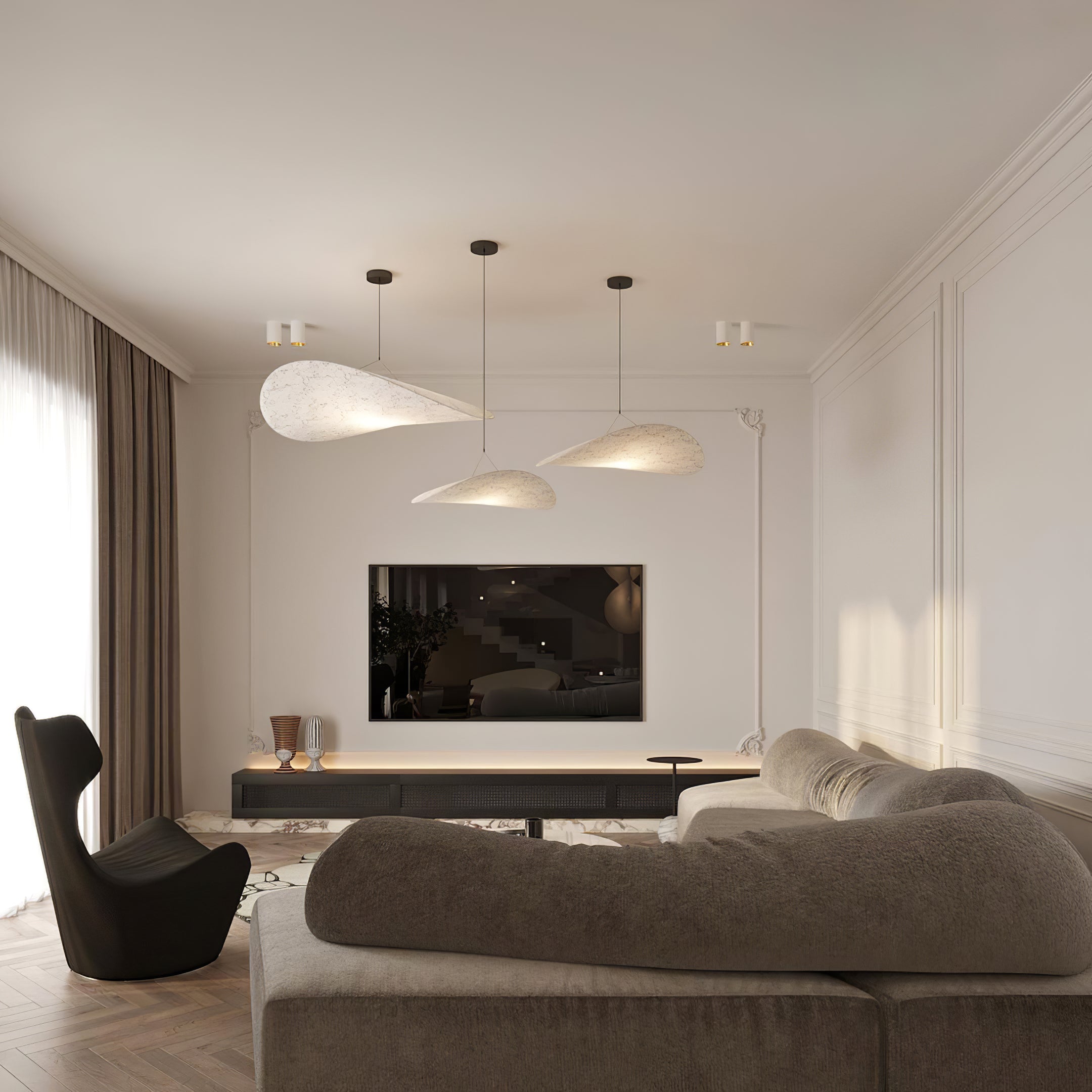 Modern Abstract Cloud Tyvek Pendant Light Sustainable LED Hanging Ceiling Luminaire