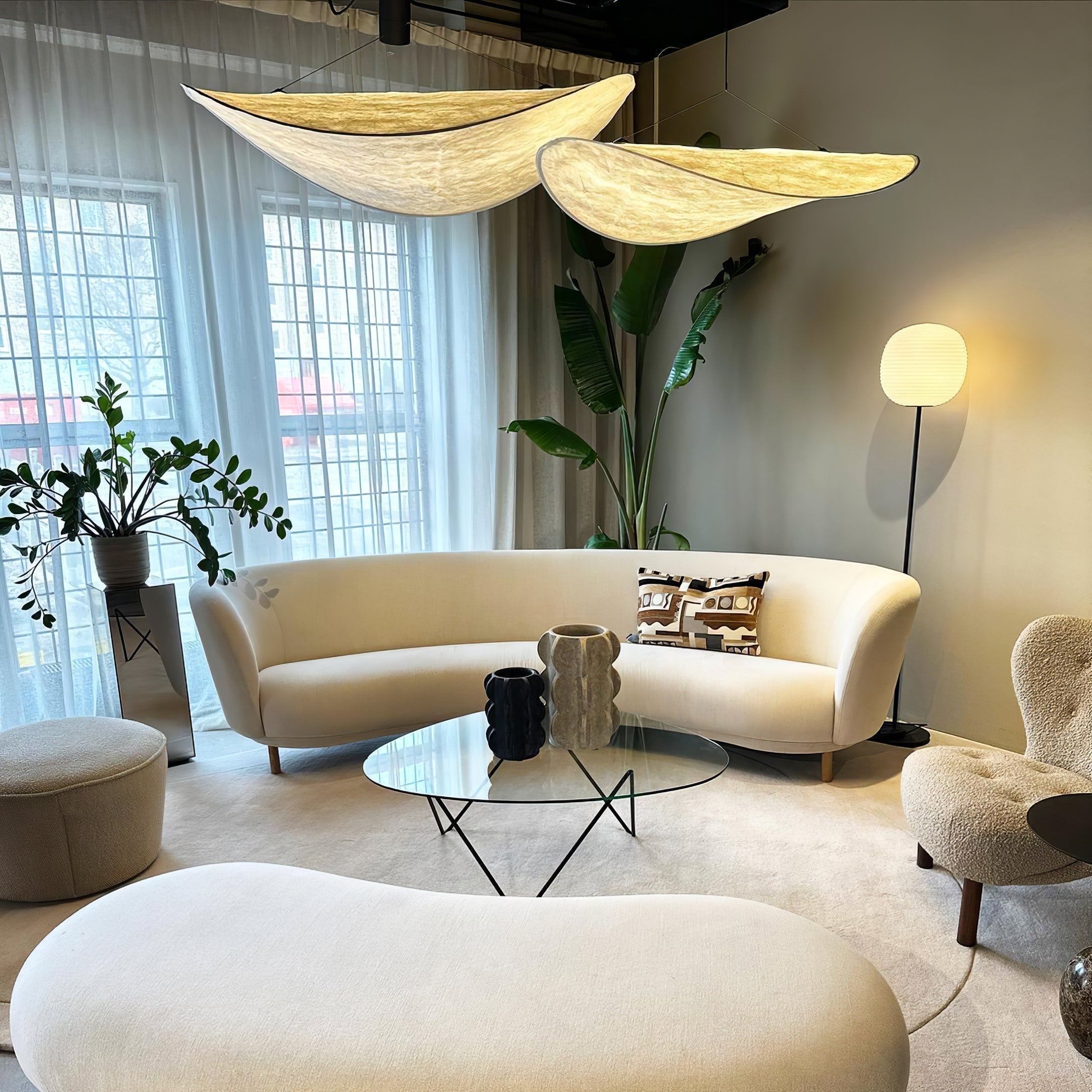 Modern Abstract Cloud Tyvek Pendant Light Sustainable LED Hanging Ceiling Luminaire