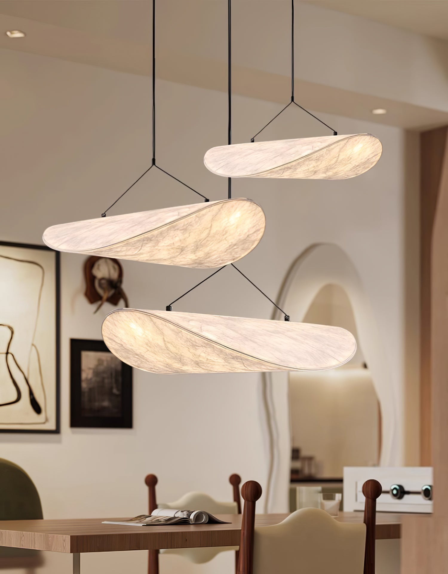 Modern Abstract Cloud Tyvek Pendant Light Sustainable LED Hanging Ceiling Luminaire