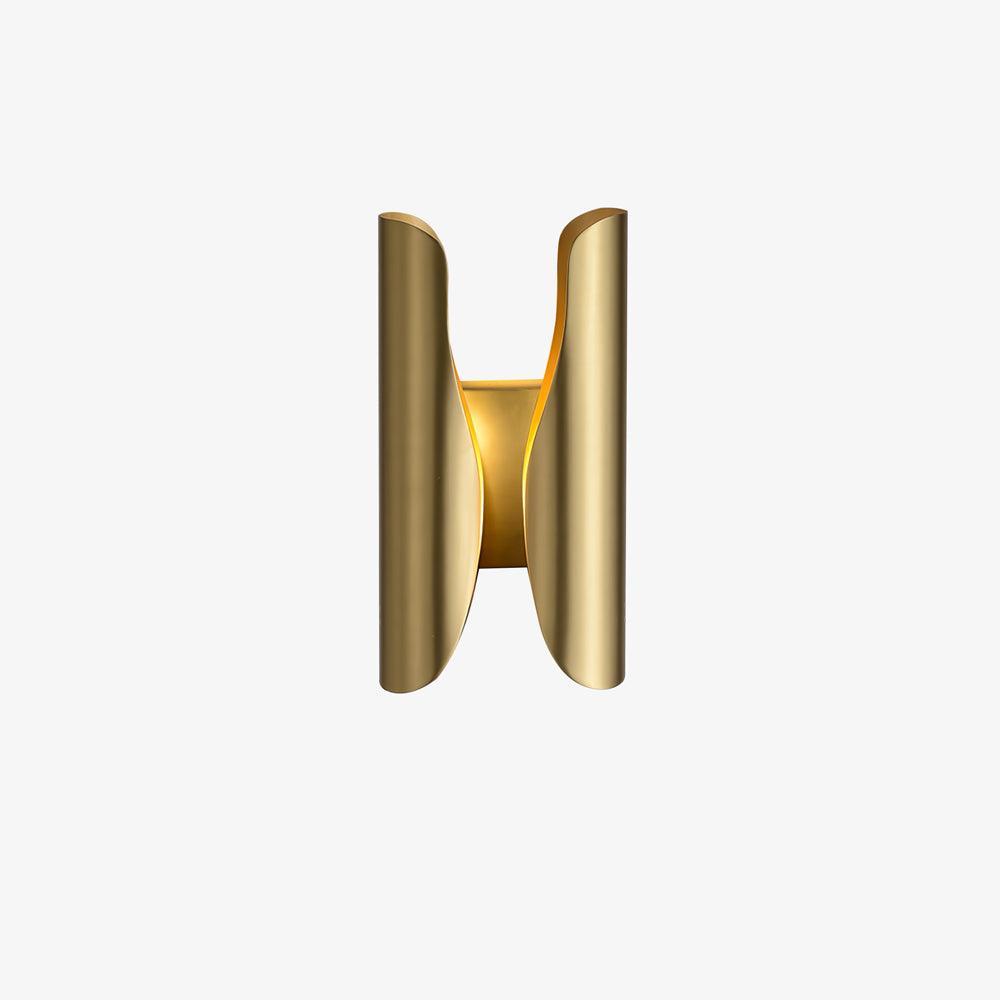 Modern Abstract Coiled Metal Wall Sconce Set of 2 Indoor Brass Lighting Fixture for Bedroom and Living Room