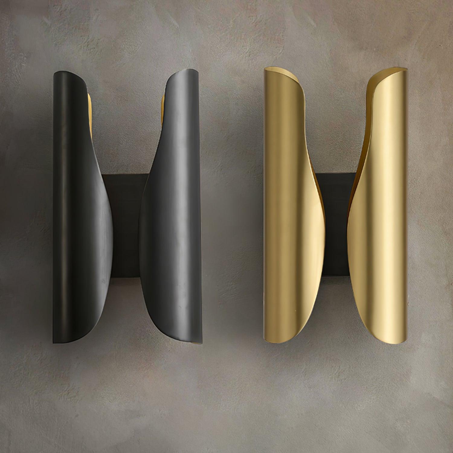 Modern Abstract Coiled Metal Wall Sconce Set of 2 Indoor Brass Lighting Fixture for Bedroom and Living Room