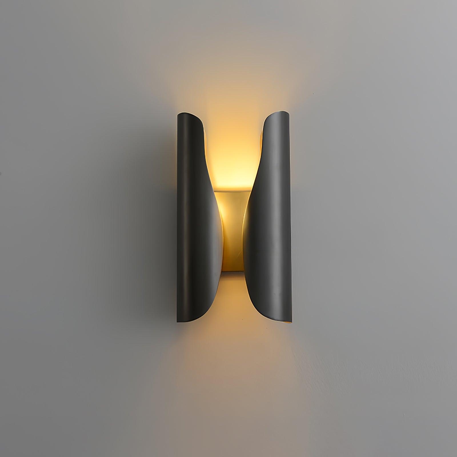 Modern Abstract Coiled Metal Wall Sconce Set of 2 Indoor Brass Lighting Fixture for Bedroom and Living Room