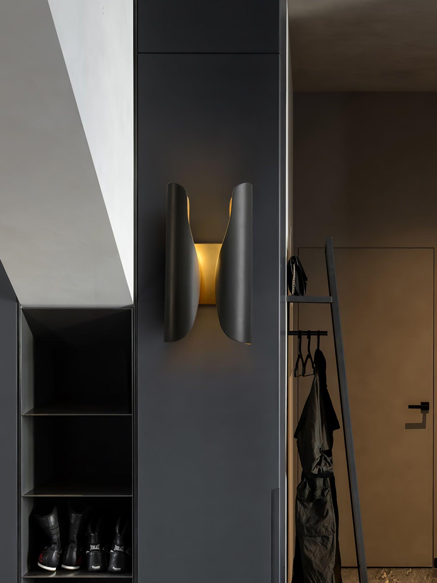 Modern Abstract Coiled Metal Wall Sconce Set of 2 Indoor Brass Lighting Fixture for Bedroom and Living Room