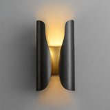 Modern Abstract Coiled Metal Wall Sconce Set of 2 Indoor Brass Lighting Fixture for Bedroom and Living Room