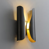 Modern Abstract Coiled Metal Wall Sconce Set of 2 Indoor Brass Lighting Fixture for Bedroom and Living Room