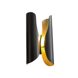 Modern Abstract Coiled Metal Wall Sconce Set of 2 Indoor Brass Lighting Fixture for Bedroom and Living Room