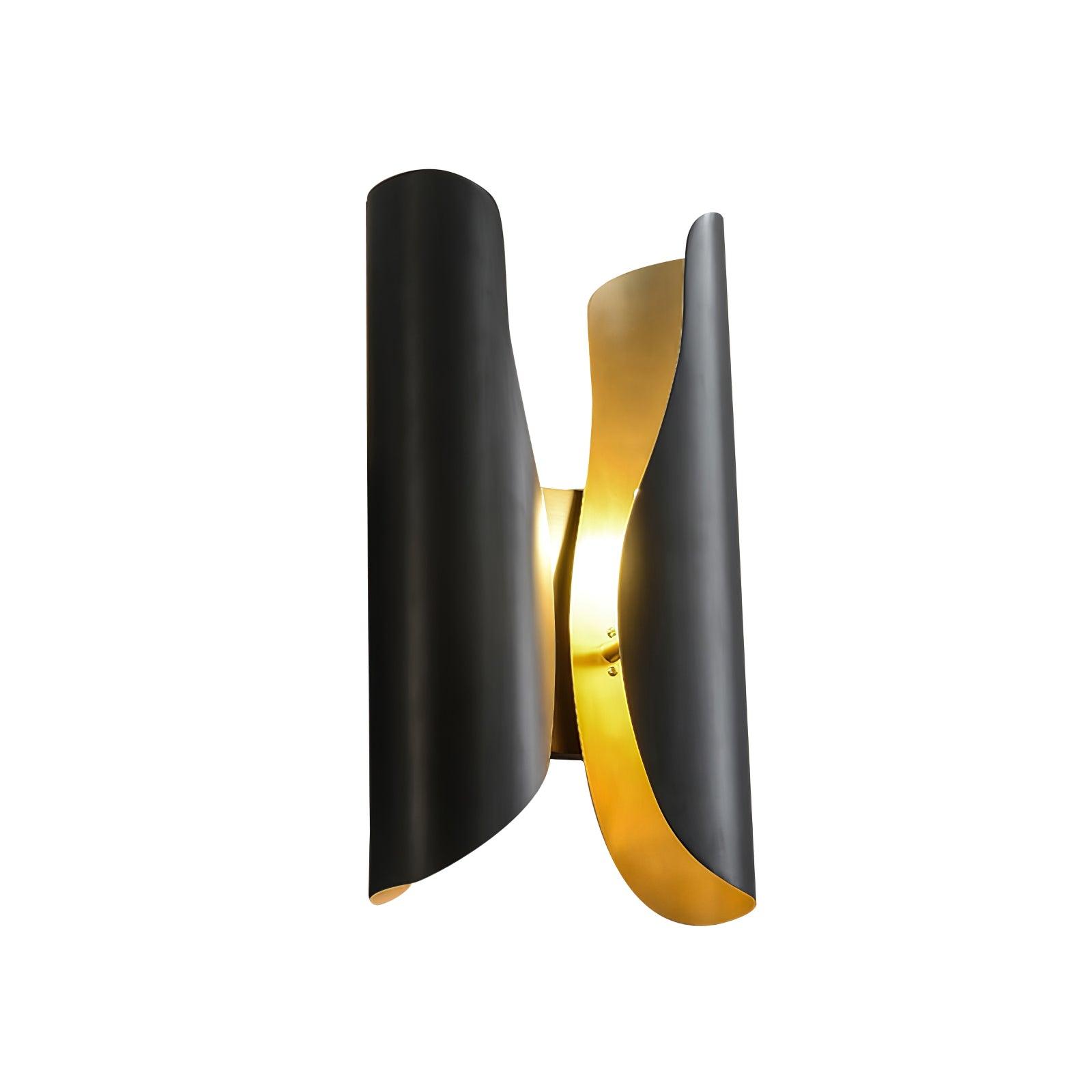 Modern Abstract Coiled Metal Wall Sconce Set of 2 Indoor Brass Lighting Fixture for Bedroom and Living Room