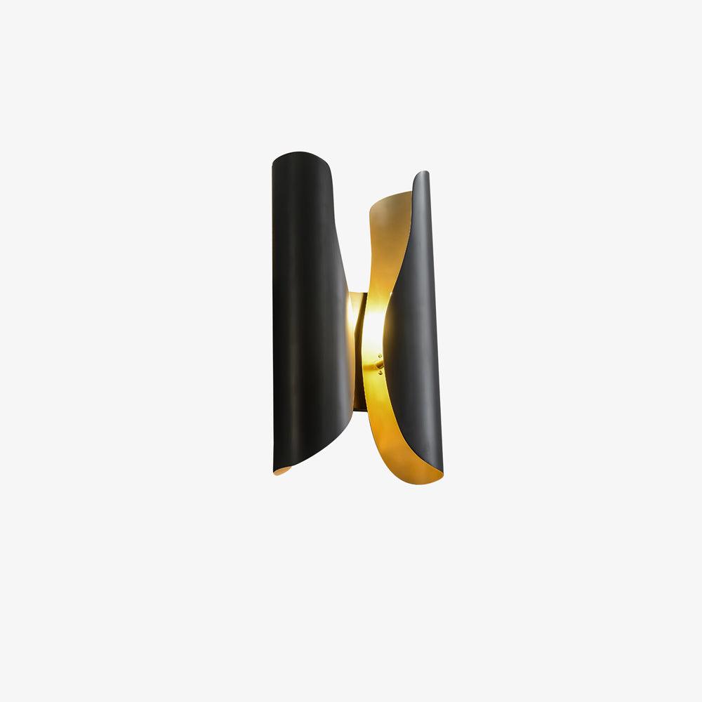 Modern Abstract Coiled Metal Wall Sconce Set of 2 Indoor Brass Lighting Fixture for Bedroom and Living Room