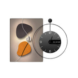 Modern Abstract Geometric Canvas Wall Art Decor Integrated Silent Clock Brushed Aluminum Frame