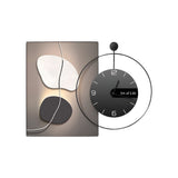 Modern Abstract Geometric Canvas Wall Art Decor Integrated Silent Clock Brushed Aluminum Frame