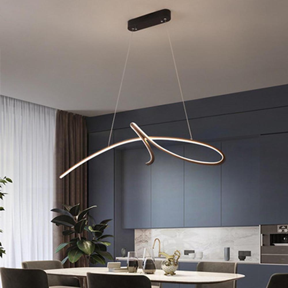 Modern Abstract Wave LED Chandelier Light Fixture Aluminum Silica Gel Ceiling Pendant