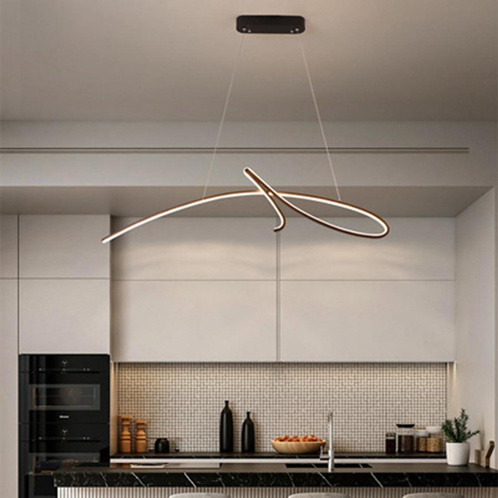 Modern Abstract Wave LED Chandelier Light Fixture Aluminum Silica Gel Ceiling Pendant