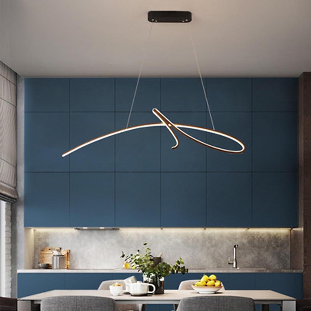Modern Abstract Wave LED Chandelier Light Fixture Aluminum Silica Gel Ceiling Pendant