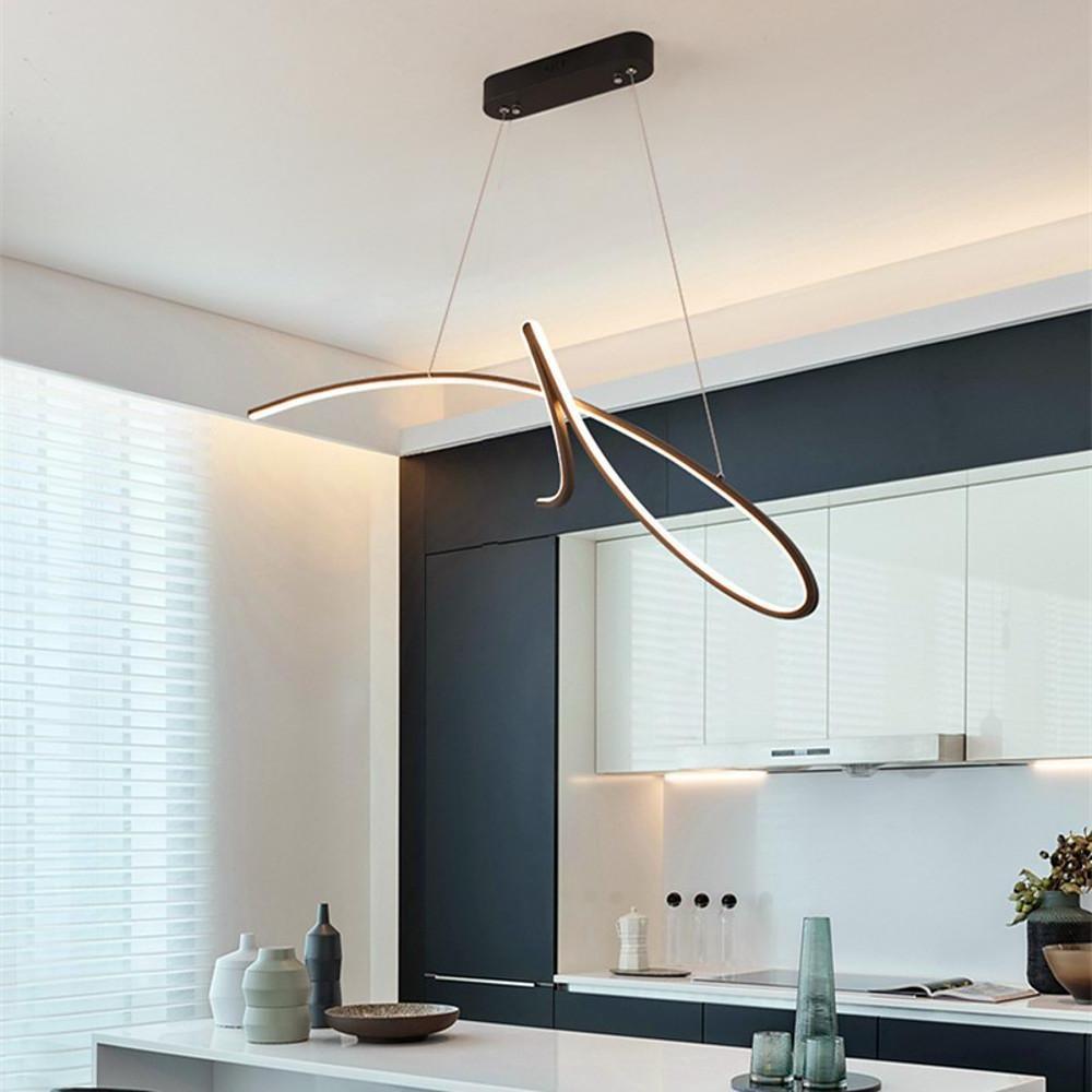 Modern Abstract Wave LED Chandelier Light Fixture Aluminum Silica Gel Ceiling Pendant