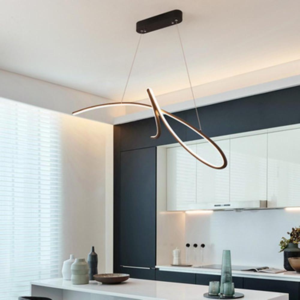 Modern Abstract Wave LED Chandelier Light Fixture Aluminum Silica Gel Ceiling Pendant
