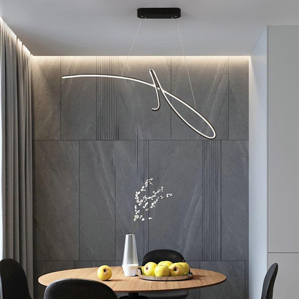 Modern Abstract Wave LED Chandelier Light Fixture Aluminum Silica Gel Ceiling Pendant