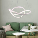 Modern Abstract Wave LED Pendant Light Dimmable Chandelier for Dining Room and Living Room