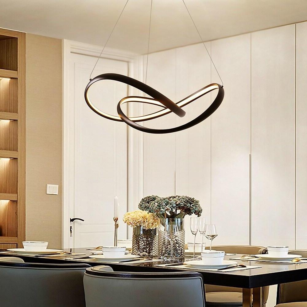 Modern Abstract Wave LED Pendant Light Dimmable Chandelier for Dining Room and Living Room