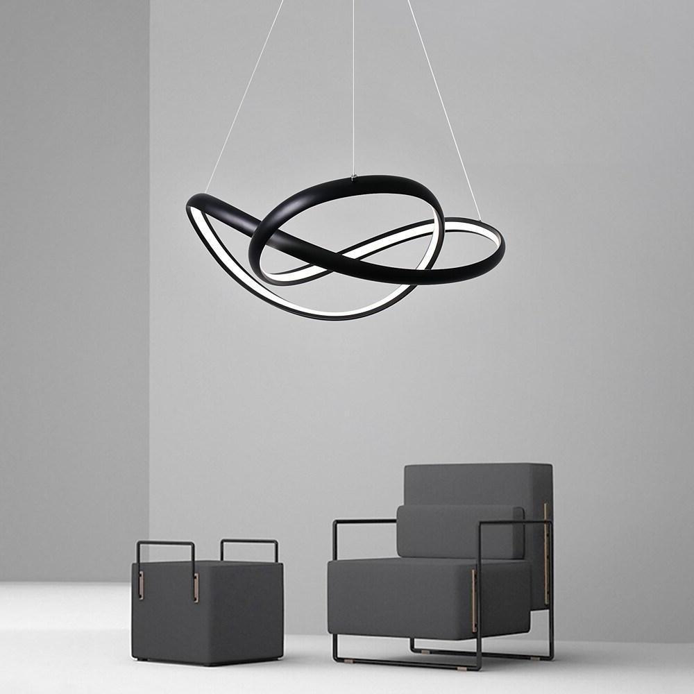 Modern Abstract Wave LED Pendant Light Dimmable Chandelier for Dining Room and Living Room