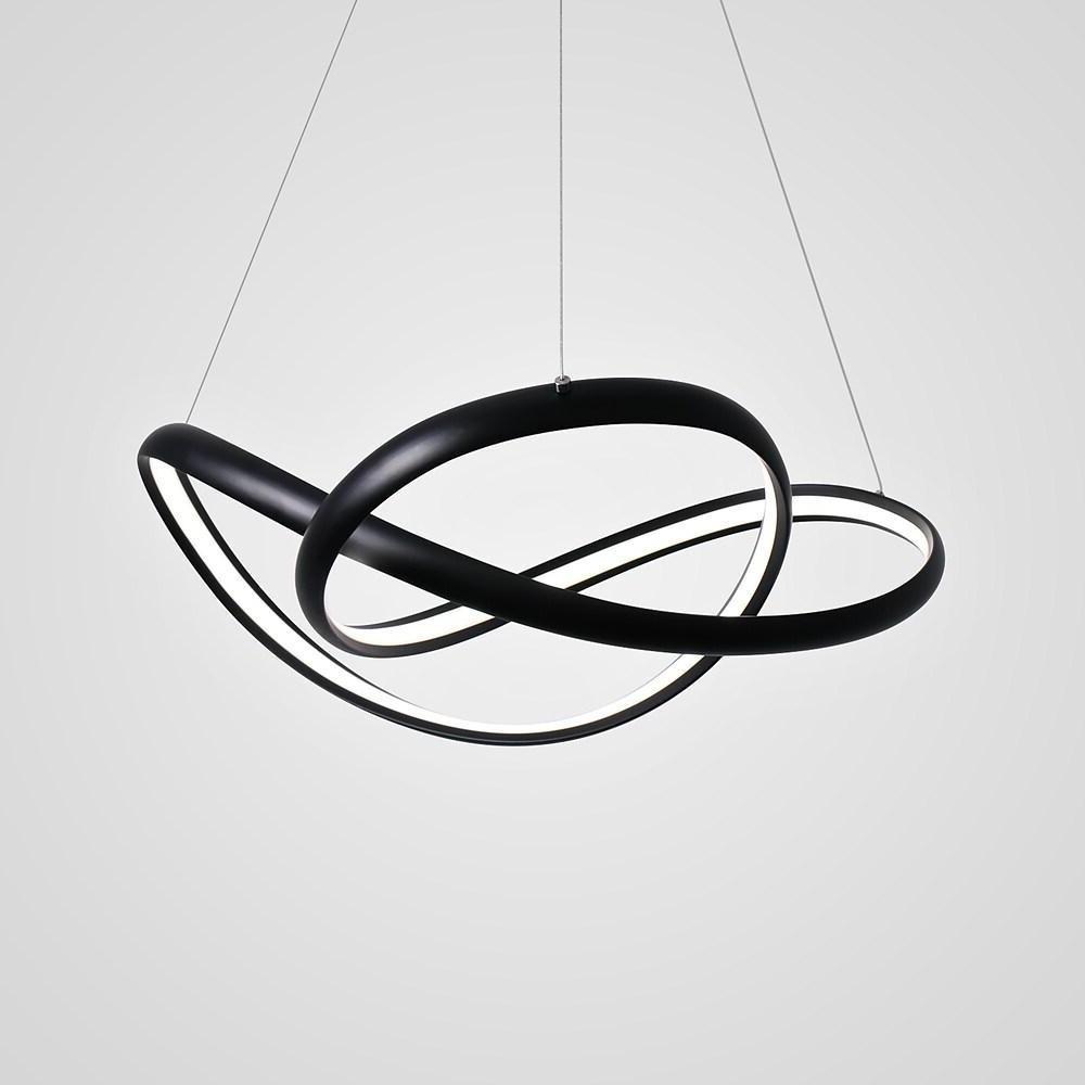 Modern Abstract Wave LED Pendant Light Dimmable Chandelier for Dining Room and Living Room