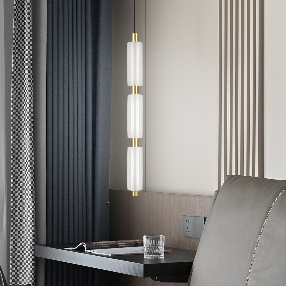 Modern Acrylic Cylinder Pendant Lights 1 2 3 Heads Hanging Ceiling Lamp in Gold or Black