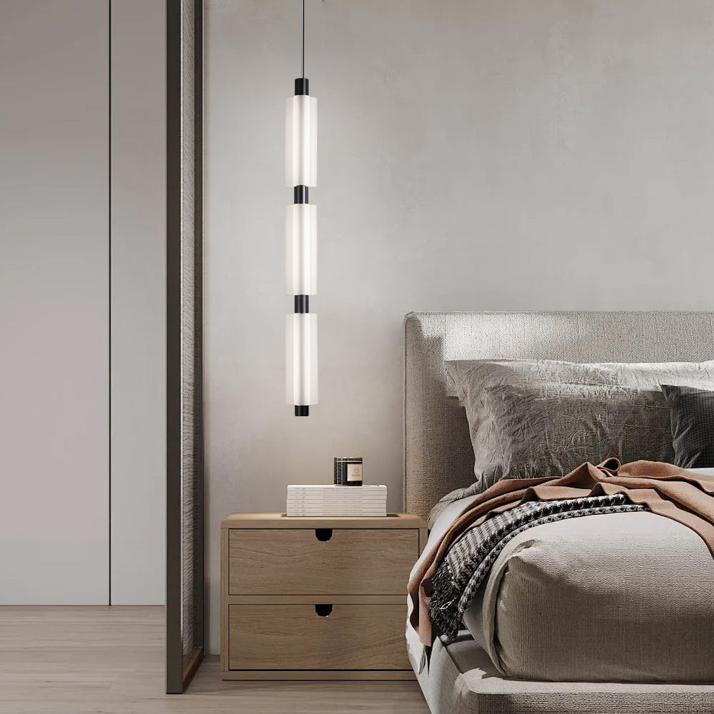 Modern Acrylic Cylinder Pendant Lights 1 2 3 Heads Hanging Ceiling Lamp in Gold or Black