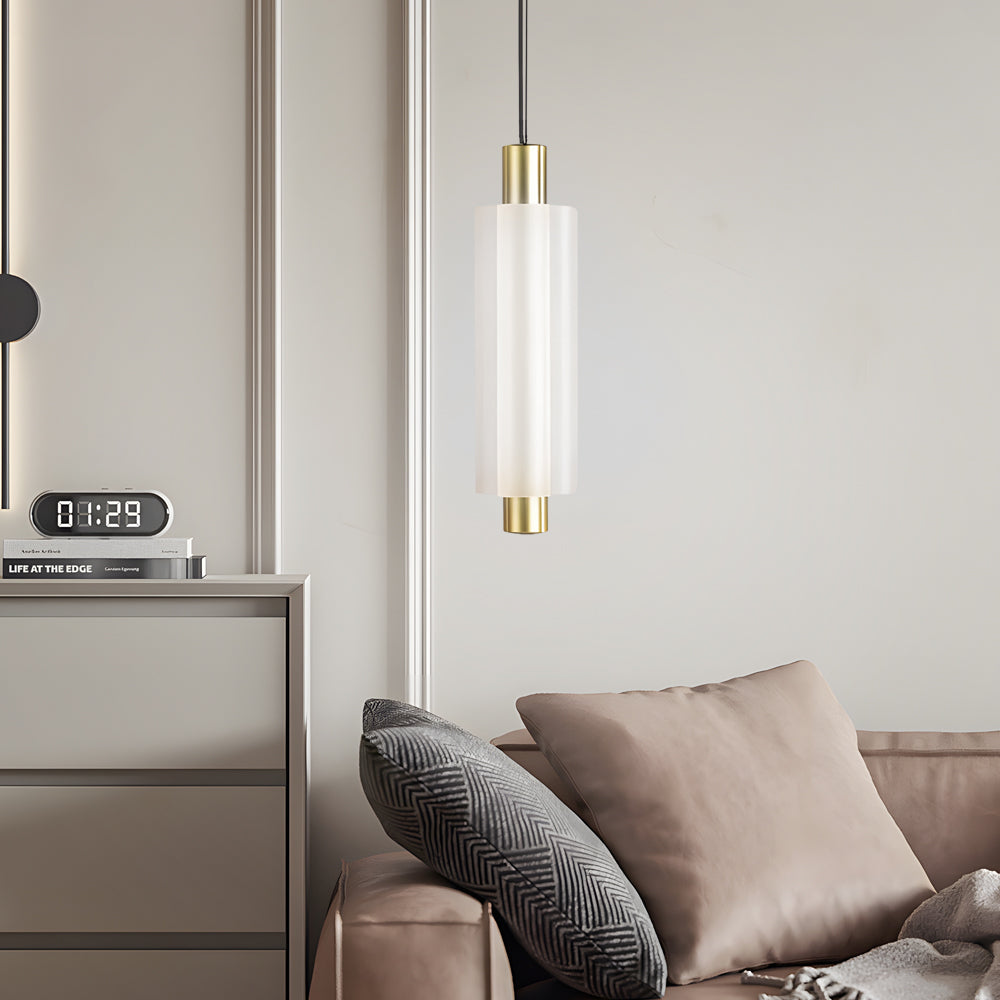 Modern Acrylic Cylinder Pendant Lights 1 2 3 Heads Hanging Ceiling Lamp in Gold or Black