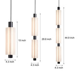 Modern Acrylic Cylinder Pendant Lights 1 2 3 Heads Hanging Ceiling Lamp in Gold or Black