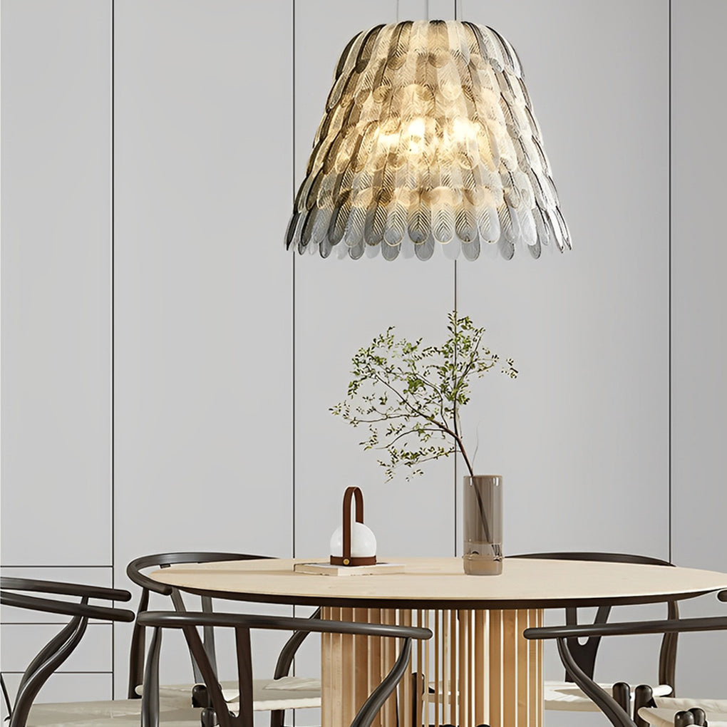Modern Acrylic Feather Chandelier with 3 Step Dimming for Dining Room and Bedroom