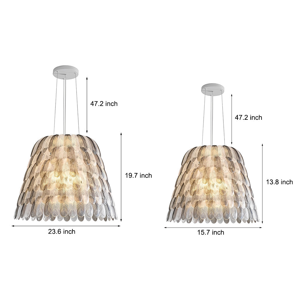 Modern Acrylic Feather Chandelier with 3 Step Dimming for Dining Room and Bedroom