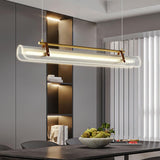 Modern Acrylic Linear LED Pendant Light for Dining Room and Office Chandelier