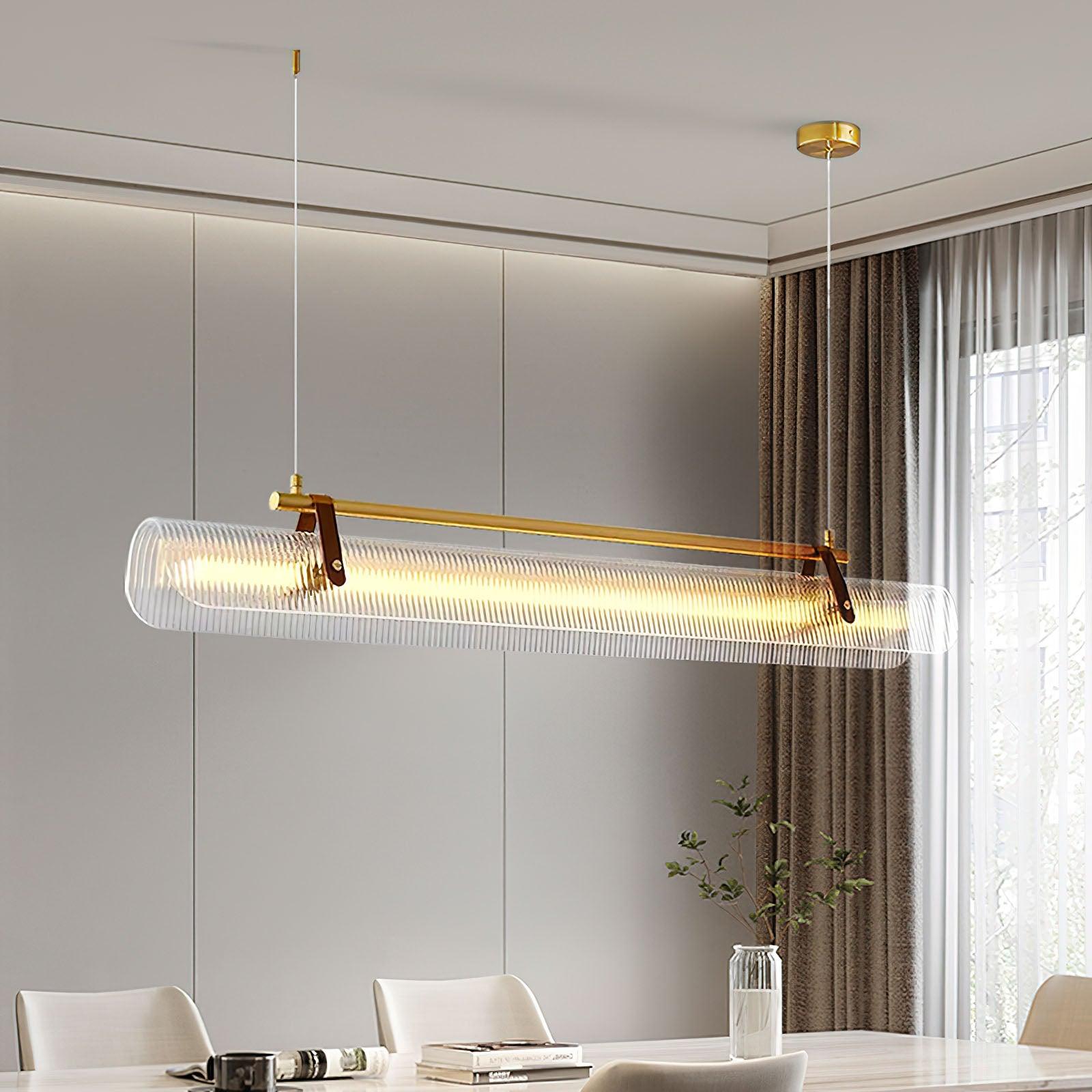 Modern Acrylic Linear LED Pendant Light for Dining Room and Office Chandelier