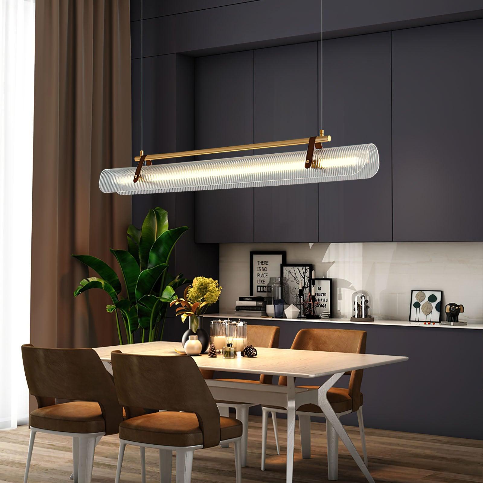 Modern Acrylic Linear LED Pendant Light for Dining Room and Office Chandelier