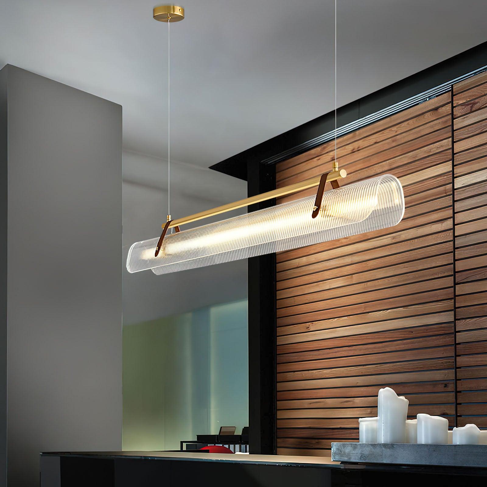 Modern Acrylic Linear LED Pendant Light for Dining Room and Office Chandelier