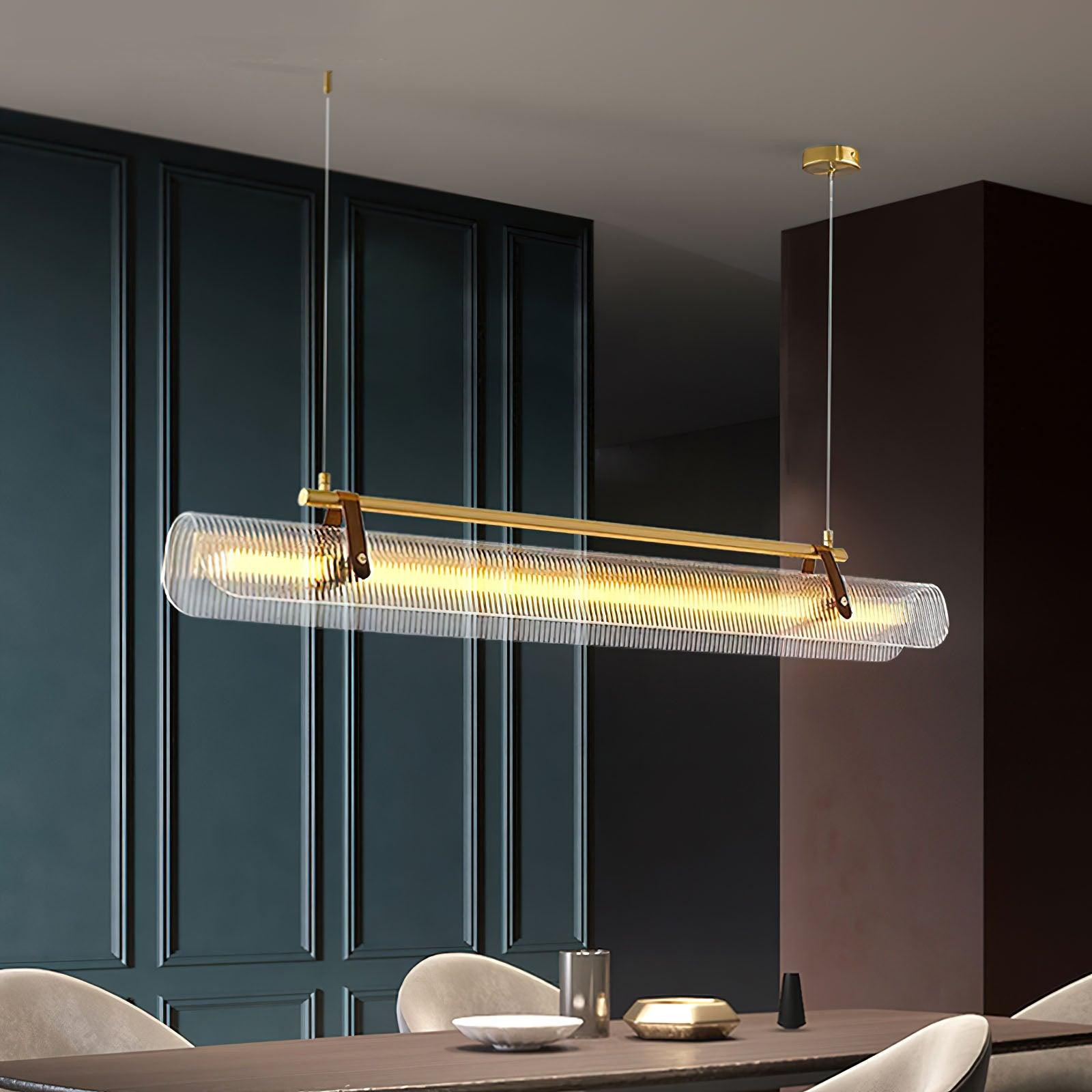 Modern Acrylic Linear LED Pendant Light for Dining Room and Office Chandelier