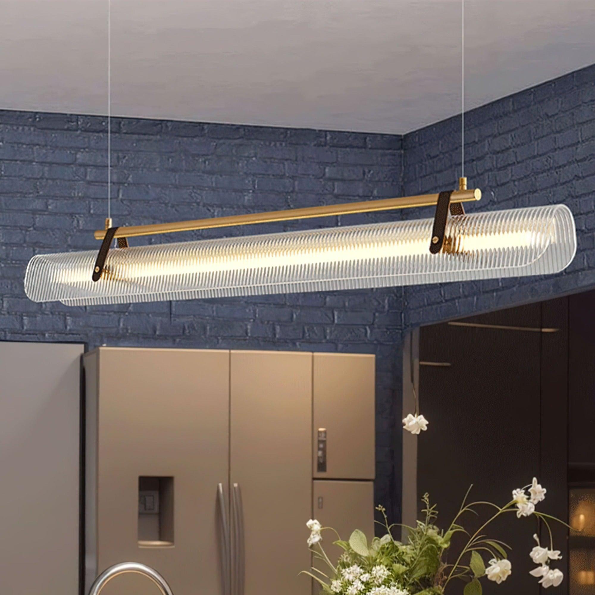 Modern Acrylic Linear LED Pendant Light for Dining Room and Office Chandelier