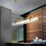 Modern Acrylic Linear LED Pendant Light for Dining Room and Office Chandelier