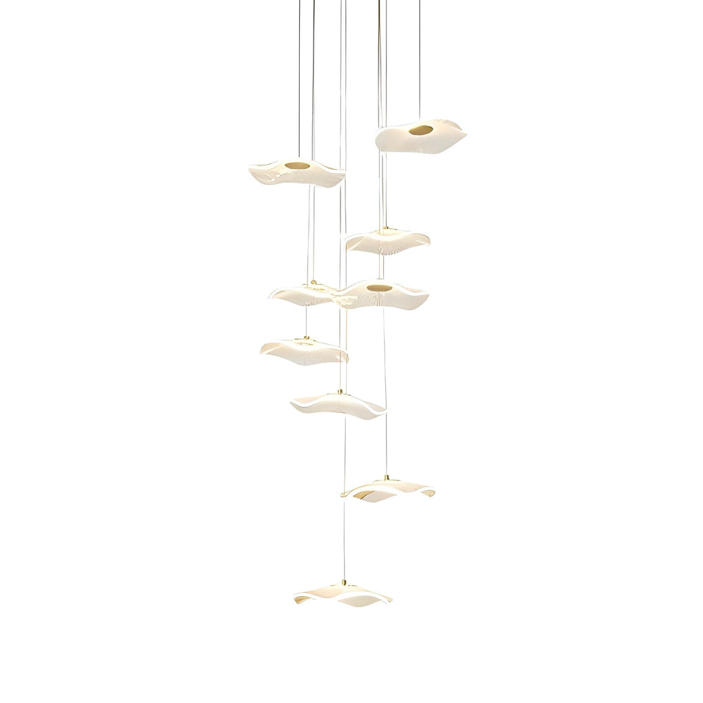 Modern Acrylic Lotus Leaf LED Pendant Light for High Ceiling Stairwell and Villa