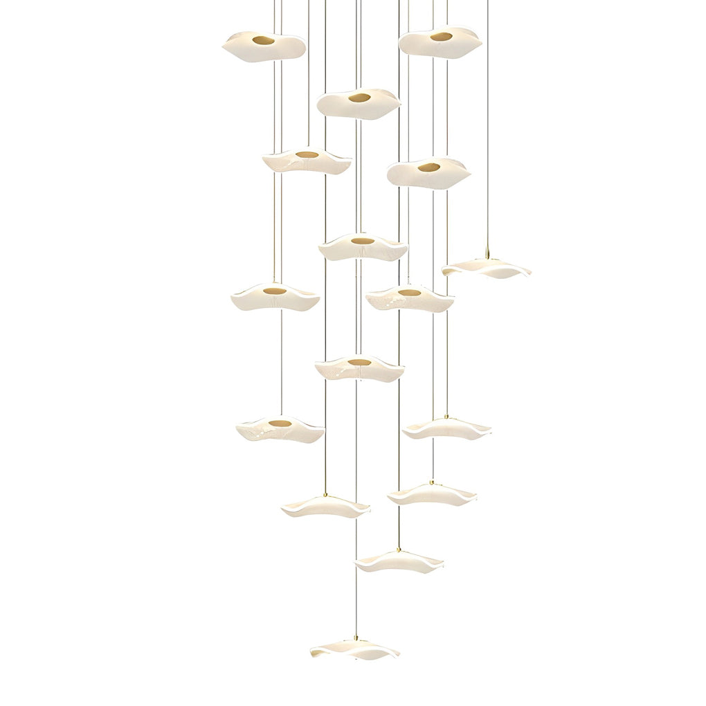 Modern Acrylic Lotus Leaf LED Pendant Light for High Ceiling Stairwell and Villa