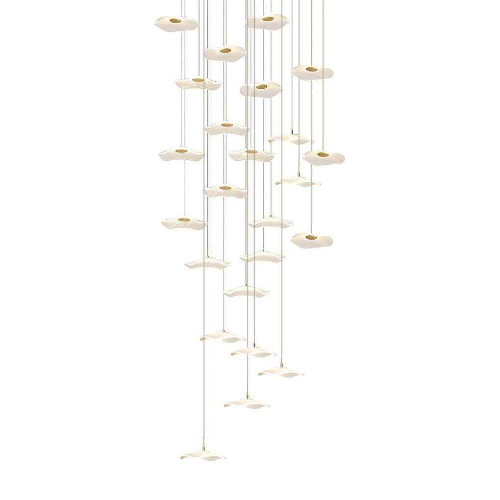 Modern Acrylic Lotus Leaf LED Pendant Light for High Ceiling Stairwell and Villa