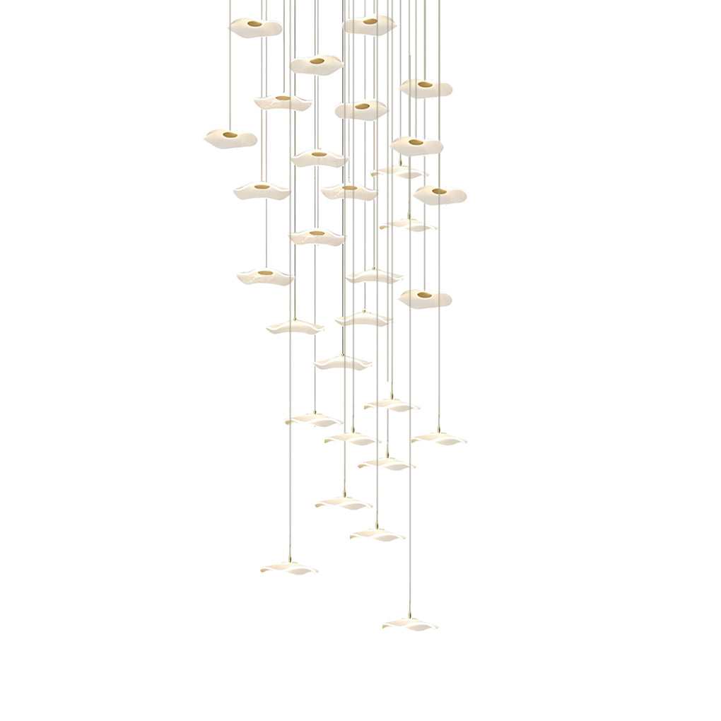 Modern Acrylic Lotus Leaf LED Pendant Light for High Ceiling Stairwell and Villa