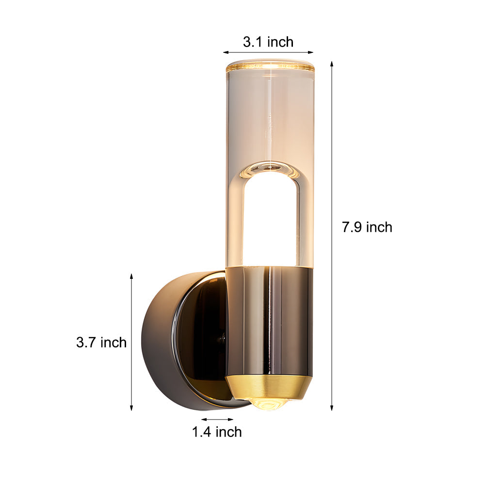 Modern Acrylic Strip LED Wall Sconce 3 Step Dimming Gold and Black Fixture