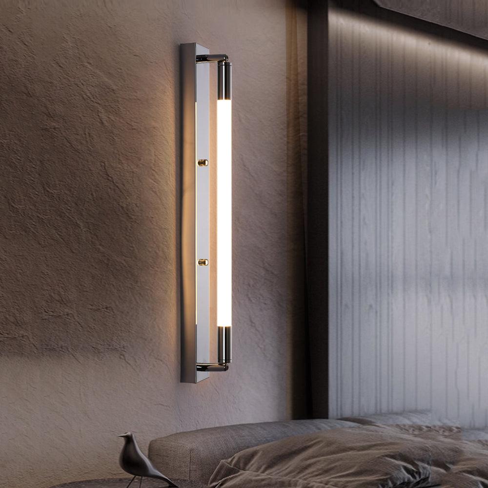 Modern Acrylic Tube LED Wall Sconce Lighting for Bathroom Bedroom and Living Room in Black Gold or Chrome